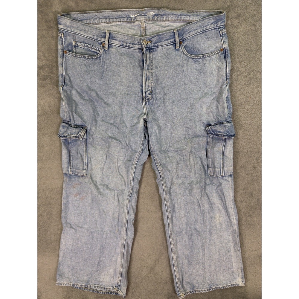 Old Navy Jeans Womens 20 Plus Blue Wide Leg Cargo Light Wash Denim Sky High Rise